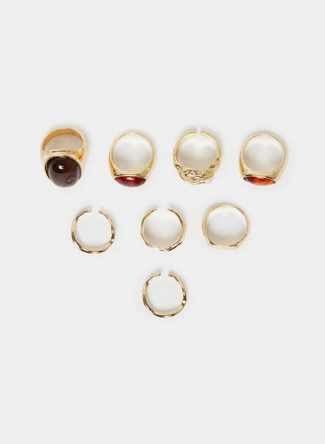Pack of 8 - Gold Tone Statement Rings
